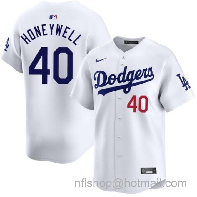 Nike Men's #40 Brent Honeywell White Los Angeles Dodgers Home Limited Stitched Baseball Jersey