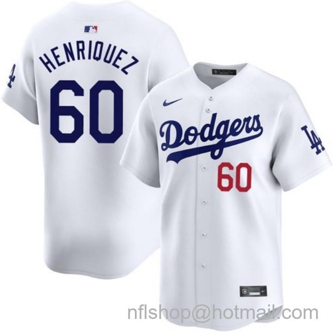 Nike Men's #60 Edgardo Henriquez White Los Angeles Dodgers Home Limited Stitched Baseball Jersey