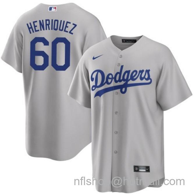 Nike Men's #60 Edgardo Henriquez Gray Los Angeles Dodgers Alternate Road Stitched Baseball Jersey