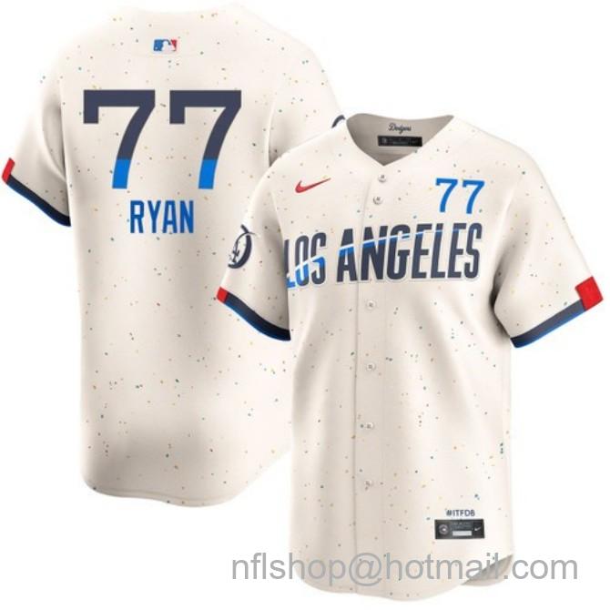 Nike Men's #77 River Ryan Cream Los Angeles Dodgers City Connect Limited Stitched Baseball Jersey