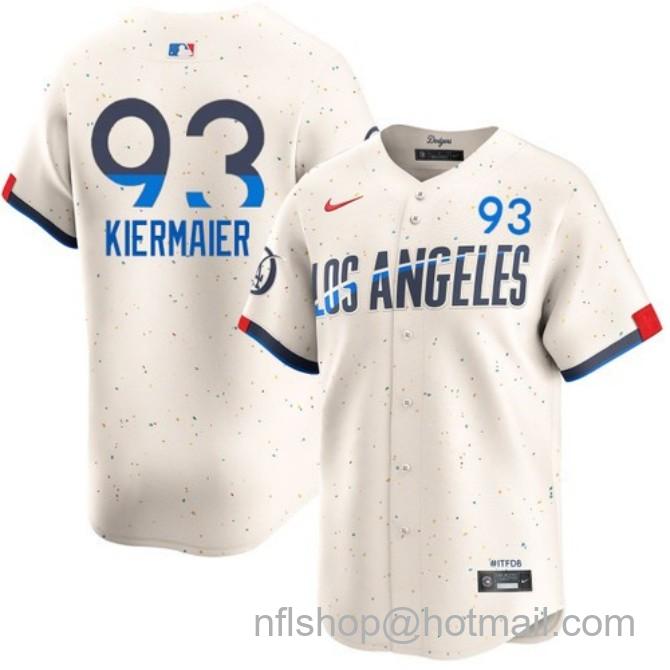 Nike Men's #93 Kevin Kiermaier Cream Los Angeles Dodgers City Connect Limited Stitched Baseball Jersey