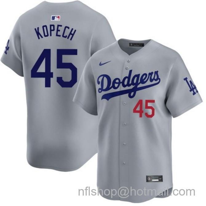 Nike Men's #45 Michael Kopech Gray Los Angeles Dodgers Alternate Road Limited Stitched Baseball Jersey