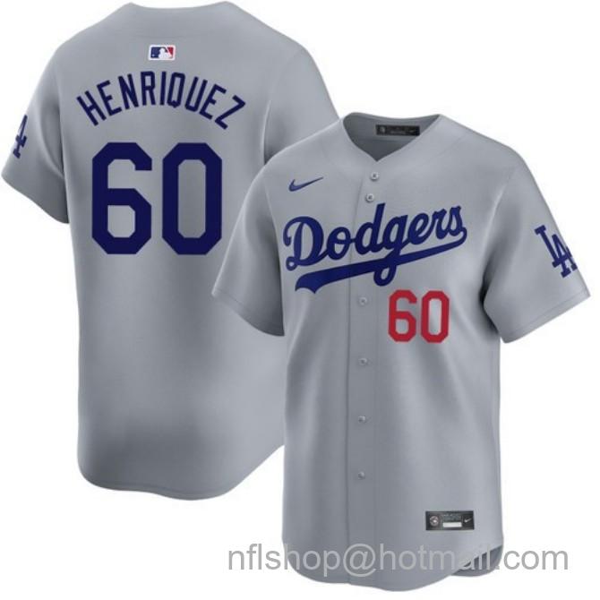 Nike Men's #60 Edgardo Henriquez Gray Los Angeles Dodgers Alternate Road Limited Stitched Baseball Jersey