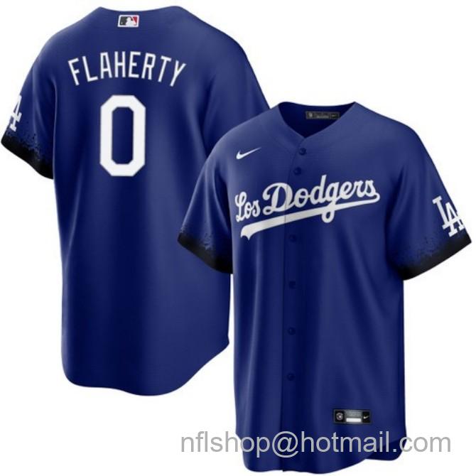 Nike Men's #0 Jack Flaherty Royal Los Angeles Dodgers Los Dodgers City Connect Stitched Baseball Jersey