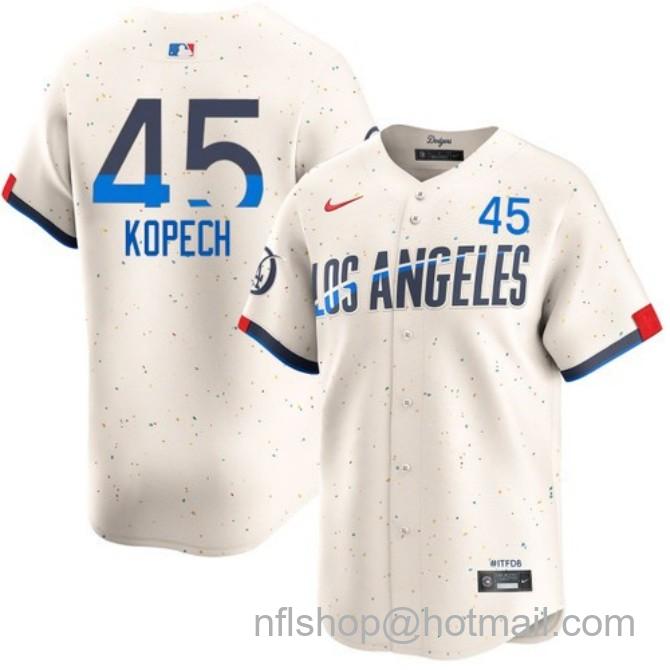 Nike Men's #45 Michael Kopech Cream Los Angeles Dodgers City Connect Limited Stitched Baseball Jersey