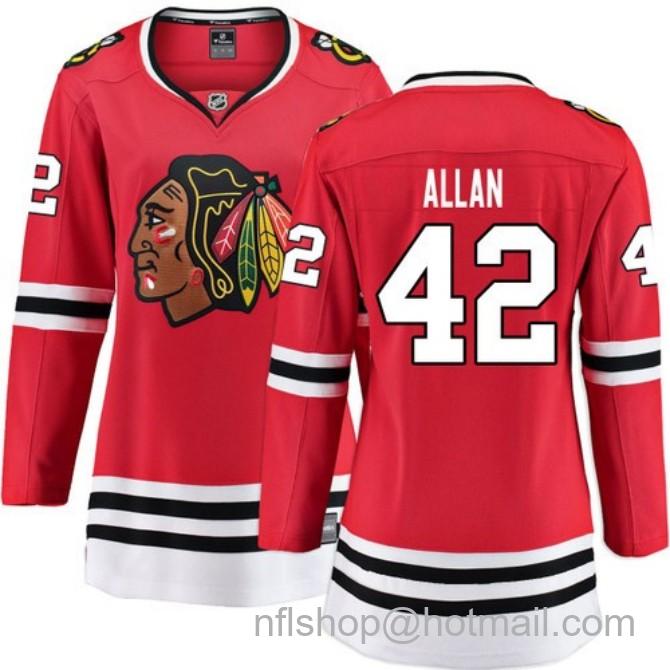 Women's #42 Nolan Allan Chicago Blackhawks Women's Home Red Breakaway Fanatics Stitched Hockey Jersey