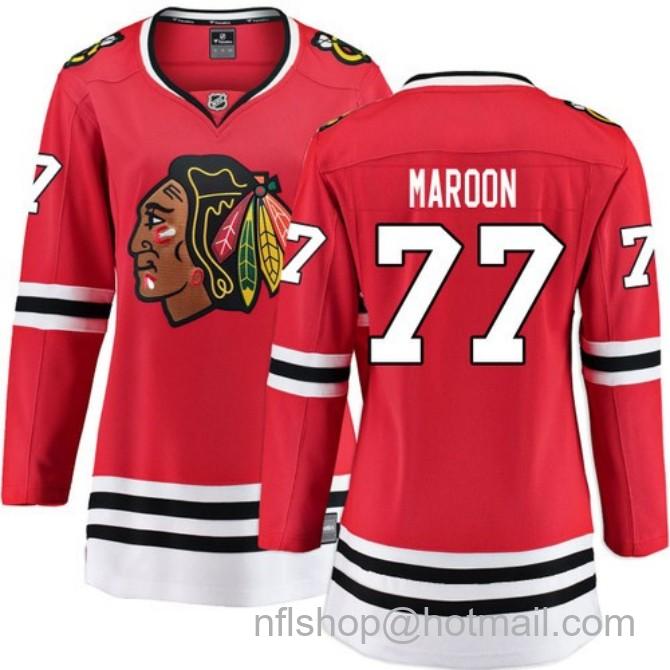 Women's #77 Pat Maroon Chicago Blackhawks Women's Home Red Breakaway Fanatics Stitched Hockey Jersey