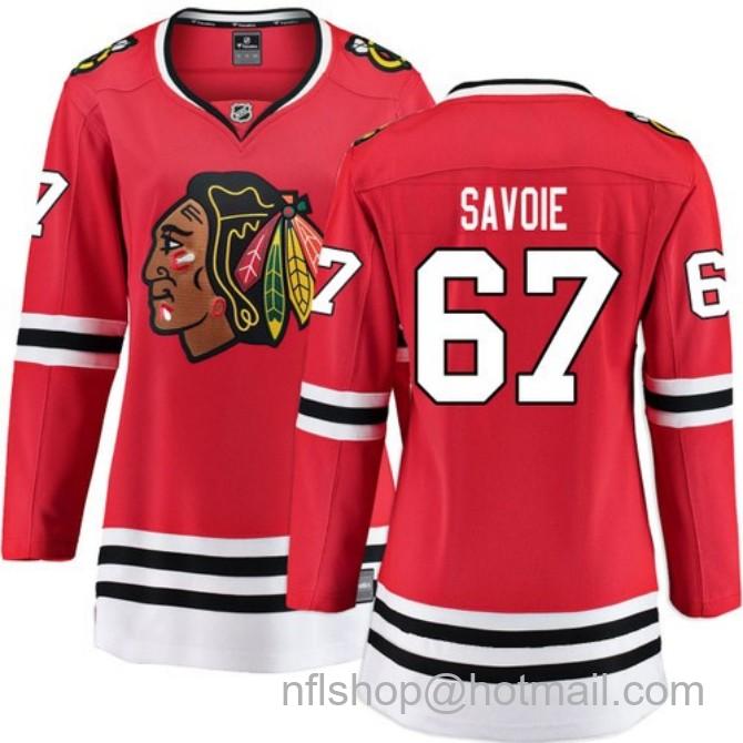 Women's #67 Samuel Savoie Chicago Blackhawks Women's Home Red Breakaway Fanatics Stitched Hockey Jersey