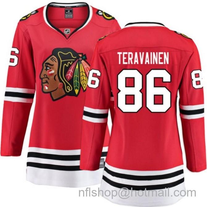 Women's #86 Teuvo Teravainen Chicago Blackhawks Women's Home Red Breakaway Fanatics Stitched Hockey Jersey