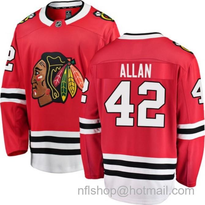 Men's #42 Nolan Allan Chicago Blackhawks Home Red Breakaway Fanatics Stitched Hockey Jersey