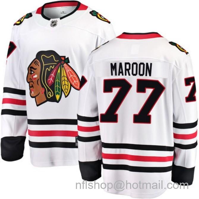 Men's #77 Pat Maroon Chicago Blackhawks Road White Breakaway Fanatics Stitched Hockey Jersey