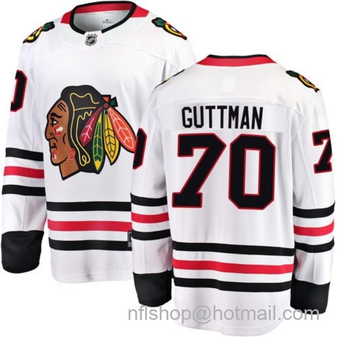 Men's #70 Cole Guttman Chicago Blackhawks Road White Breakaway Fanatics Stitched Hockey Jersey