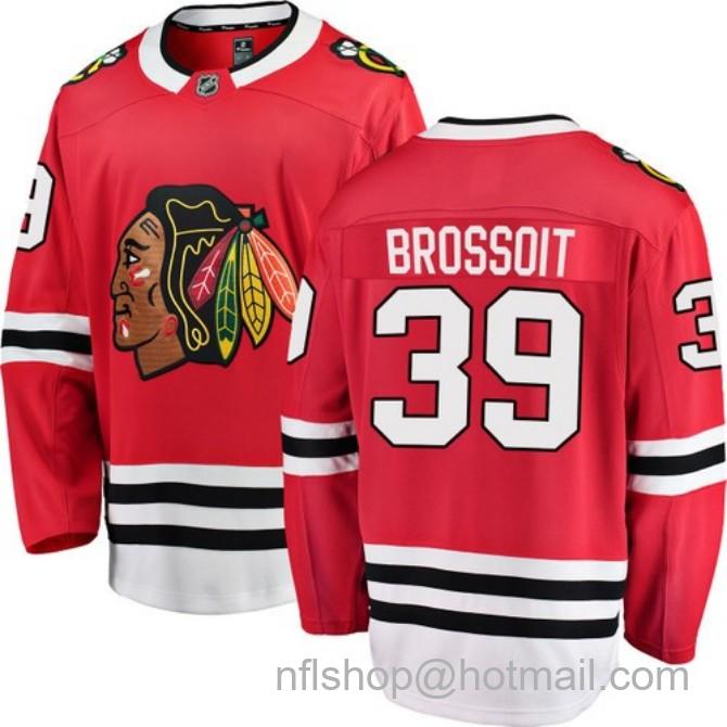 Men's #39 Laurent Brossoit Chicago Blackhawks Home Red Breakaway Fanatics Stitched Hockey Jersey