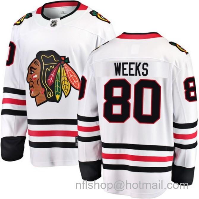 Men's #80 Mitchell Weeks Chicago Blackhawks Road White Breakaway Fanatics Stitched Hockey Jersey