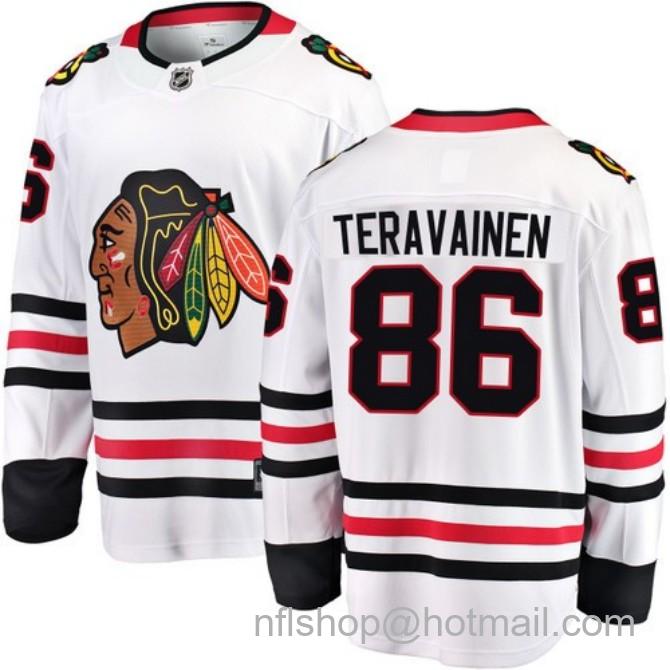 Men's #86 Teuvo Teravainen Chicago Blackhawks Road White Breakaway Fanatics Stitched Hockey Jersey