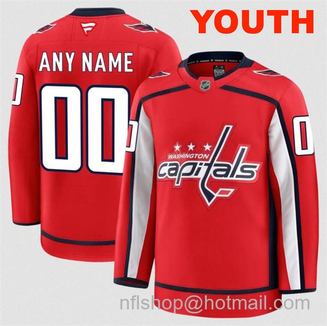 Customized Fanatics Youth Washington Capitals Red 2024-25 Home Stitched Hockey Jersey