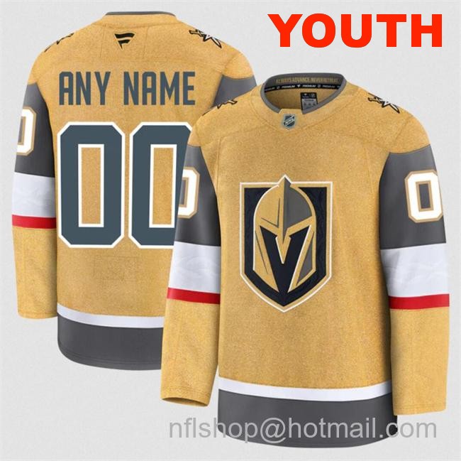 Customized Fanatics Youth Vegas Golden Knights Gold 2024-25 Home Stitched Hockey Jersey