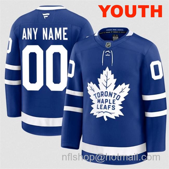 Customized Fanatics Youth Toronto Maple Leafs Blue 2024-25 Home Stitched Hockey Jersey