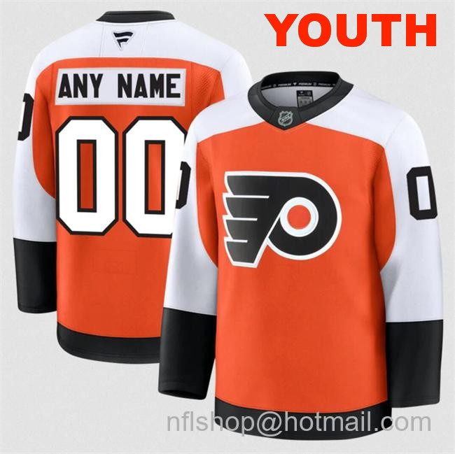 Customized Fanatics Youth Philadelphia Flyers Orange 2024-25 Home stitched Hockey Jersey