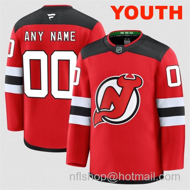 Customized Fanatics Youth New Jersey Devils Red 2024-25 Home Stitched Hockey Jersey