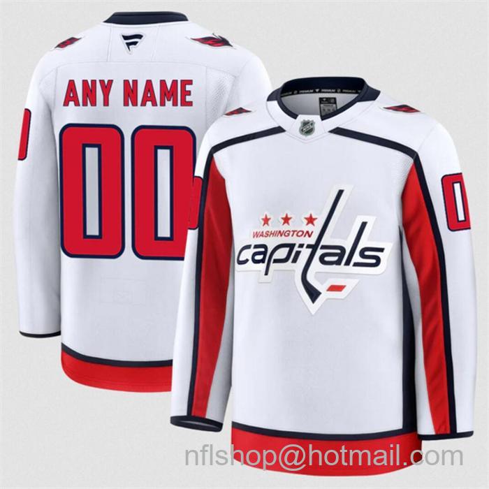 Customized Fanatics Men's Washington Capitals White 2024-25 Away Stitched Hockey Jersey