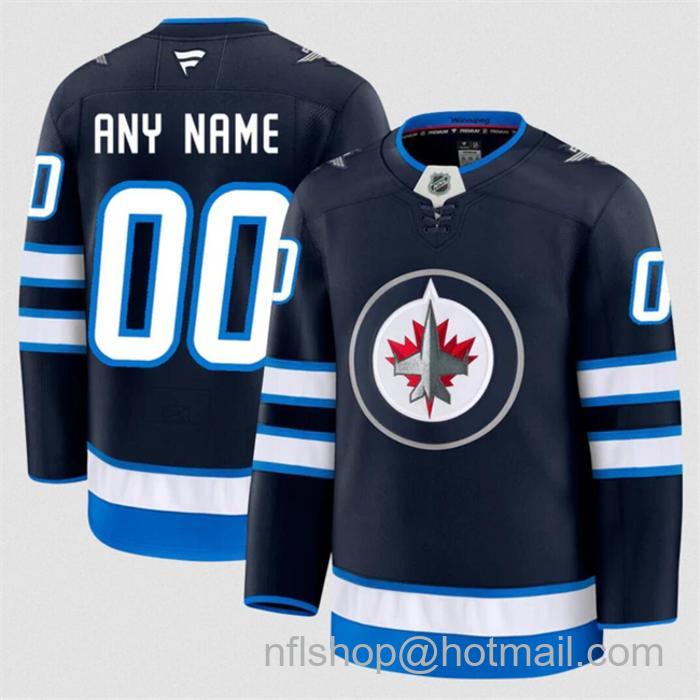 Customized Fanatics Men's Winnipeg Jets Navy 2024-25 Home Stitched Hockey Jersey