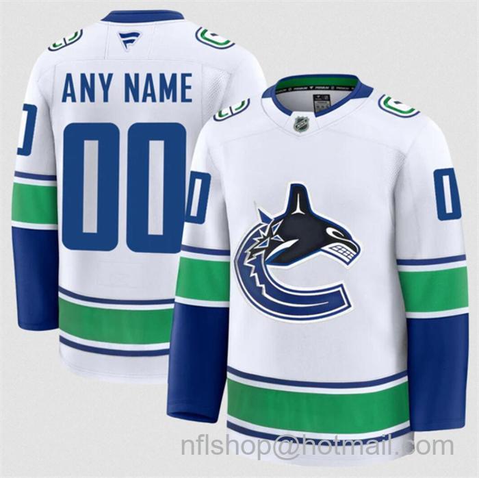 Customized Fanatics Men's Vancouver Canuck White 2024-25 Away Stitched Hockey Jersey