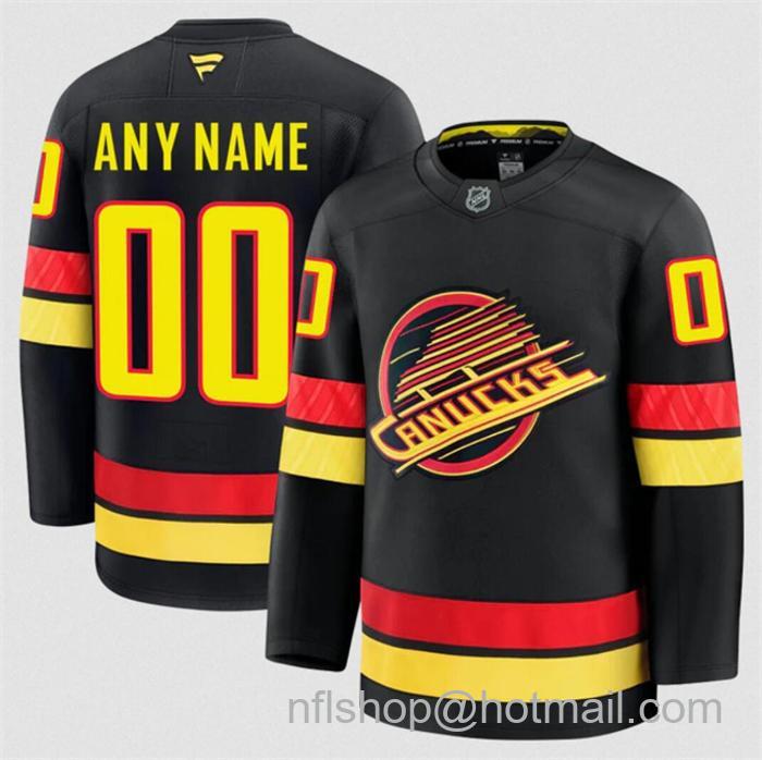 Customized Fanatics Men's Vancouver Canucks Black 2024-25 Alternate Stitched Hockey Jersey