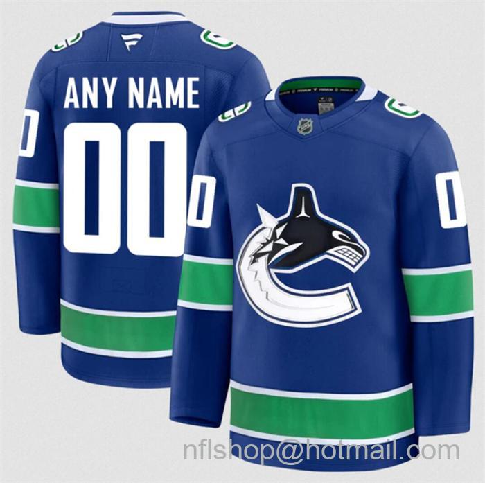 Customized Fanatics Men's Vancouver Canucks Blue 2024-25 Home Stitched Hockey Jersey