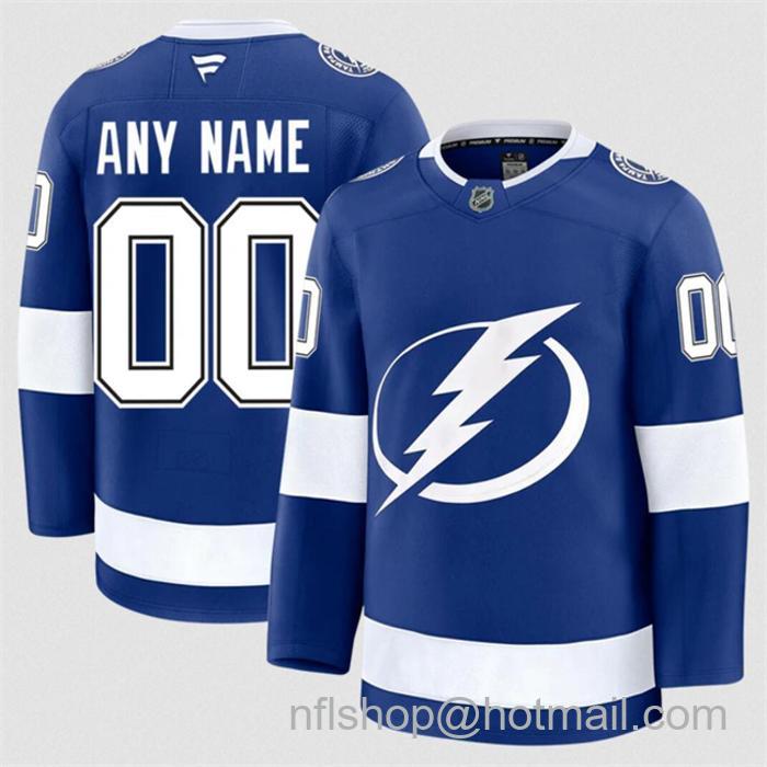 Customized Fanatics Men's Tampa Bay Lightning Blue 2024-25 Home Stitched Hockey Jersey