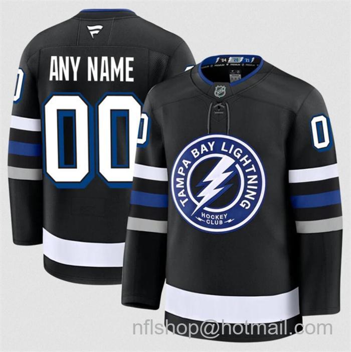 Customized Fanatics Men's Tampa Bay Lightning Black 2024-25 Alternate Stitched Hockey Jersey