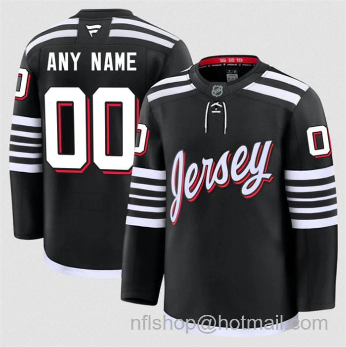 Customized Fanatics Men's New Jersey Devils Black 2024-25 Alternate Stitched Hockey Jersey