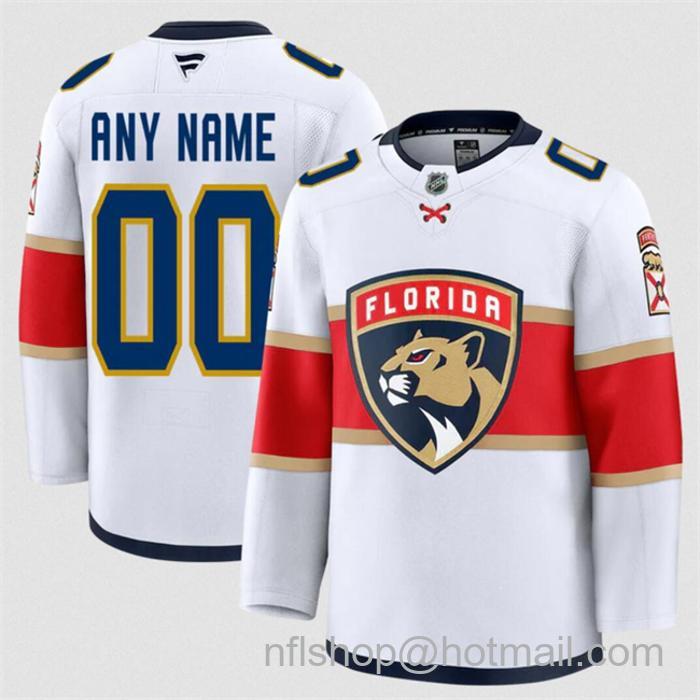 Customized Fanatics Men's Florida Panthers White 2024-25 Away Stitched Hockey Jersey