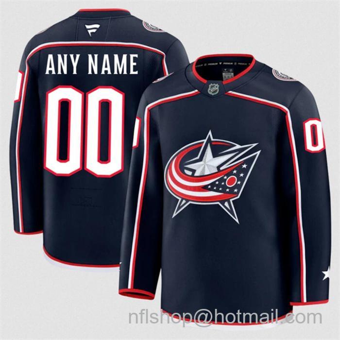 Customized Fanatics Men's Columbus Blue Jackets Navy 2024-25 Home Stitched Hockey Jersey