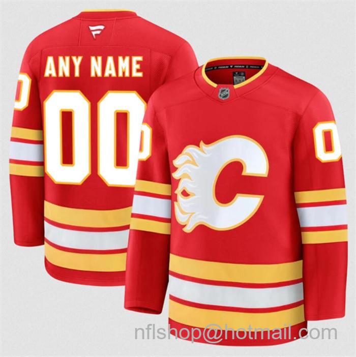 Customized Fanatics Men's Calgary Flames Red 2024-25 Home Stitched Hockey Jersey