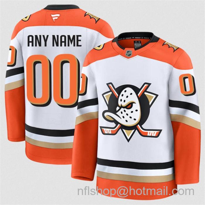 Customized Fanatics Men's Anaheim Ducks White 2024-25 Away Stitched Hockey Jersey