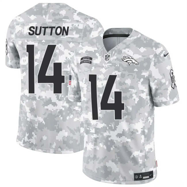 Men's Denver Broncos #14 Courtland Sutton 2024 F.U.S.E Arctic Camo Salute to Service Limited Stitched Football Jersey