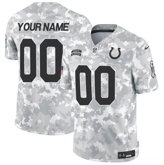 Customized Men's Nike Indianapolis Colts 2024 F.U.S.E Arctic Camo Salute to Service Limited Stitched Football Jersey