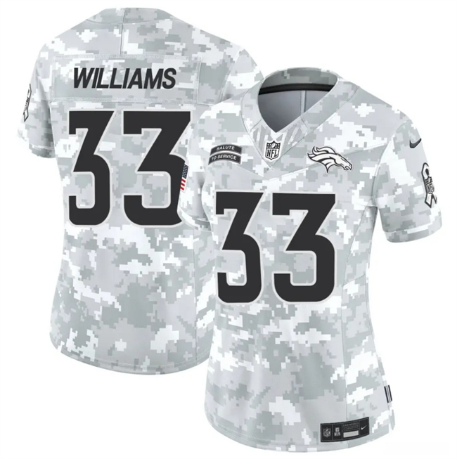 Women's Denver Broncos #33 Javonte Williams 2024 F.U.S.E Arctic Camo Salute to Service Limited Stitched Jersey(Run Small)