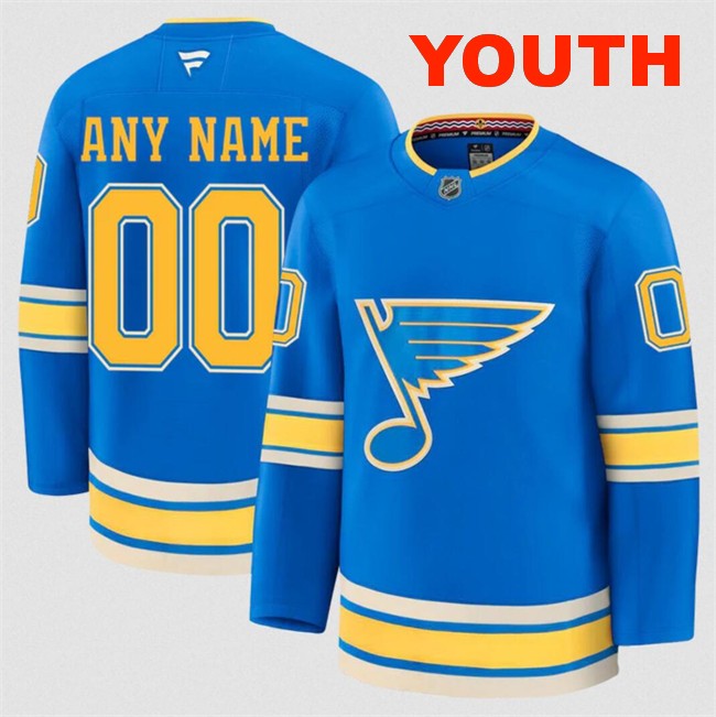 Customized Fanatics Youth St. Louis Blues Blue 2024-25 Alternate Stitched Hockey Jersey