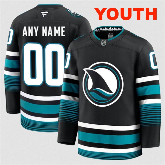 Customized Fanatics Youth San Jose Sharks Black 2024-25 Alternate Stitched Hockey Jersey