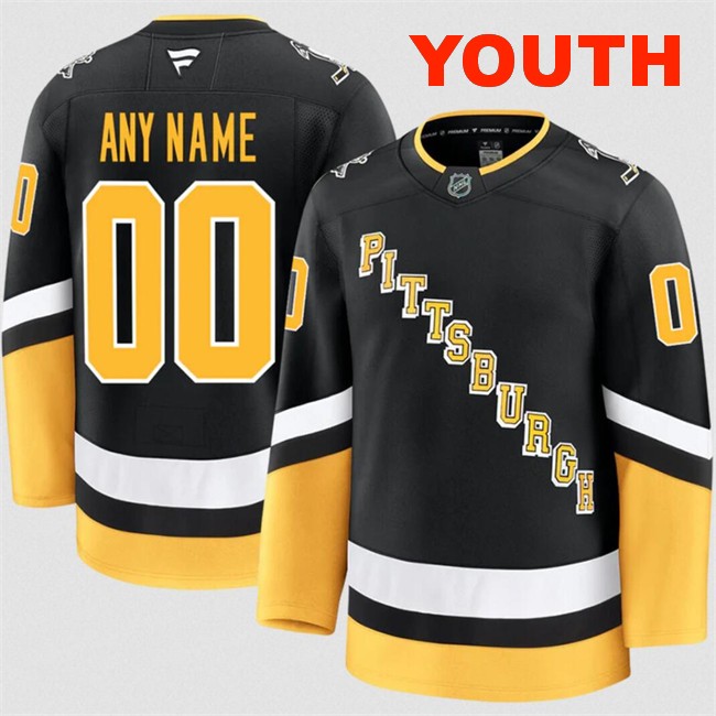 Customized Youth Pittsburgh Penguins Black 2024-25 Alternate Stitched Hockey Jersey