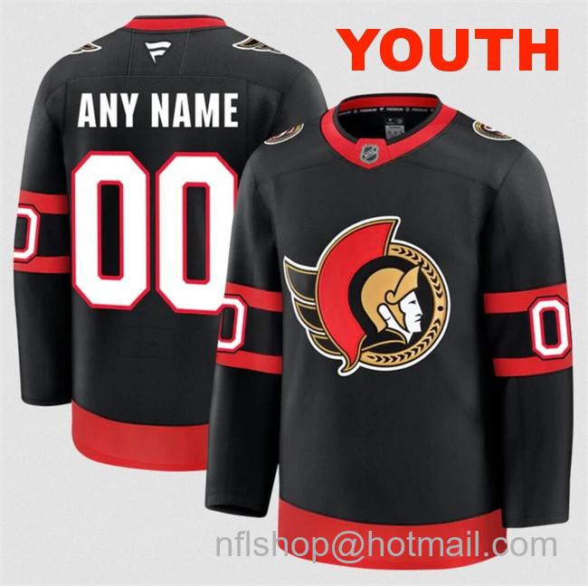 Customized Fanatics Youth Ottawa Senators Black 2024-25 Home Stitched Hockey Jersey