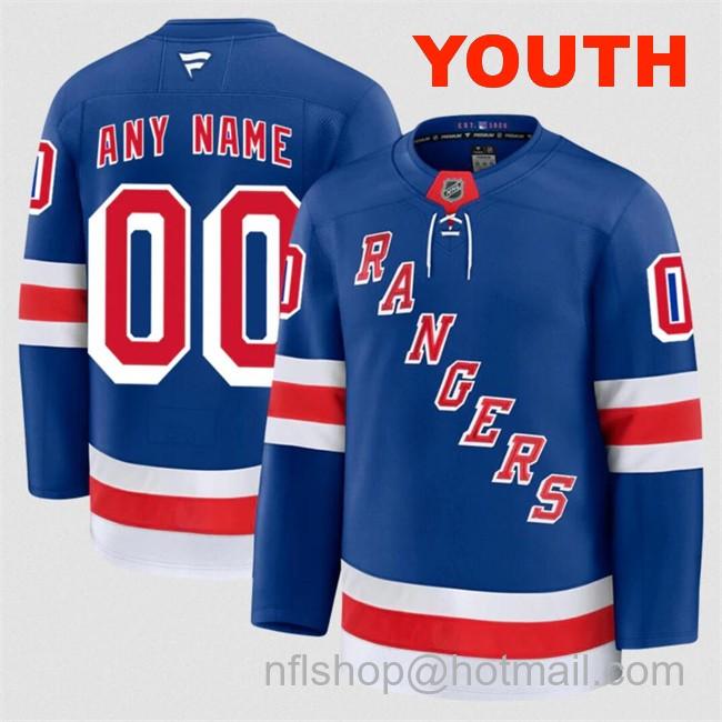 Customized Fanatics Youth New York Rangers Royal 2024-25 Home Stitched Hockey Jersey