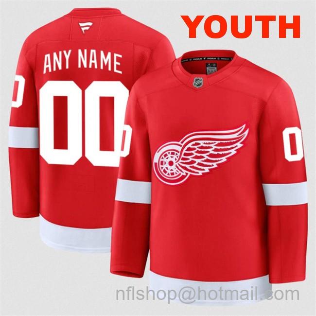 Customized Fanatics Youth Detroit Red Wings Red 2024-25 Home Stitched Hockey Jersey