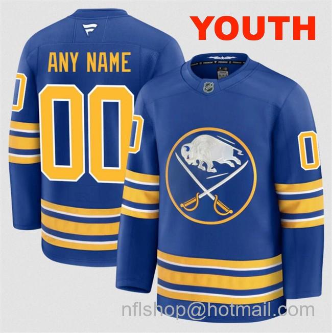 Customized Fanatics Youth Buffalo Sabres Blue 2024-25 Home Stitched Hockey Jersey