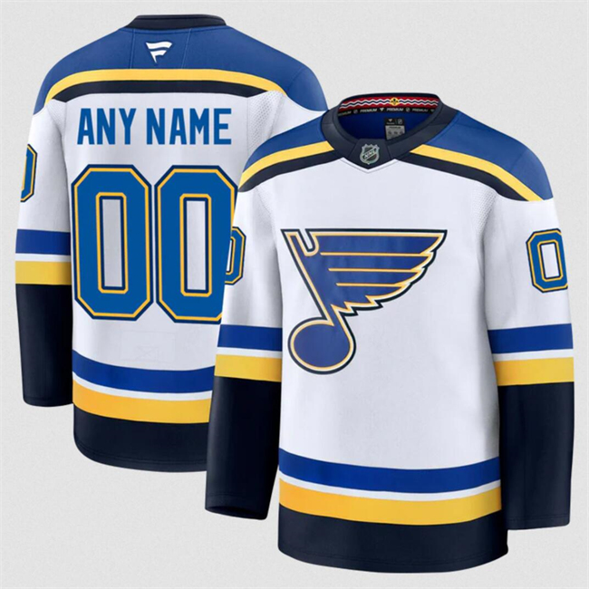 Customized Fanatics Men's St. Louis Blues White 2024-25 Away Stitched Hockey Jersey