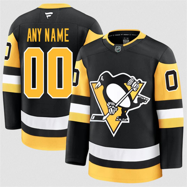 Customized Fanatics Men's Pittsburgh Penguins Black 2024-25 Home Stitched Hockey Jersey