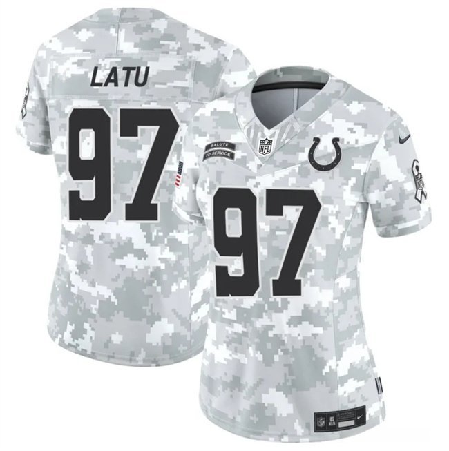 Women's Indianapolis Colts #97 Laiatu Latu 2024 F.U.S.E Arctic Camo Salute to Service Limited Stitched Jersey(Run Small)