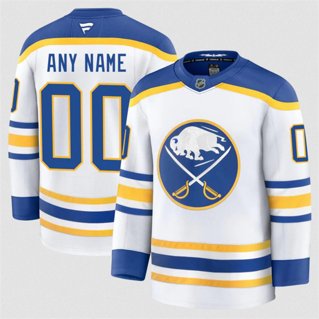 Customized Fanatics Men's Buffalo Sabres White 2024-25 Away Stitched Hockey Jersey